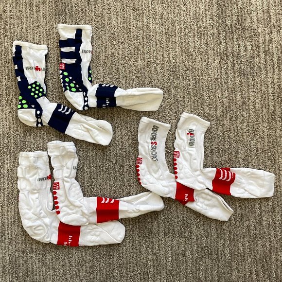 Lot of 3 Men's Medium 8.5-10.5 T3 Compressport Ironman compression Crew socks - Picture 1 of 3